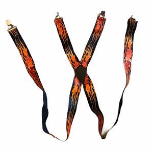 Suspenders Black with Orange Flames